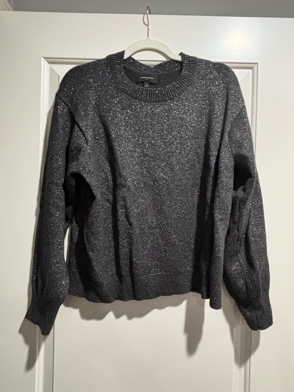 Banana Republic Metallic Charcoal Crewneck Sweater